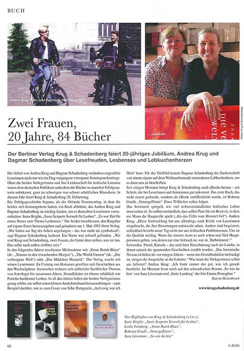 Porträt des Berliner Verlages Krug und Schadenberg Schlussredaktion L-MAG